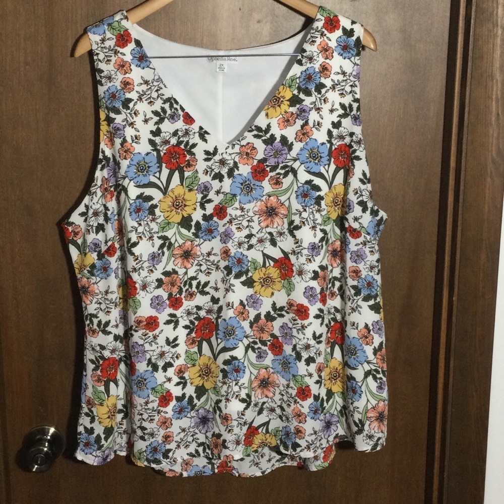 Ophelia Rose Women’s 2X Floral Lined Sleeveless Top